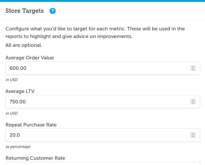 Store Targets: your customized business metrics